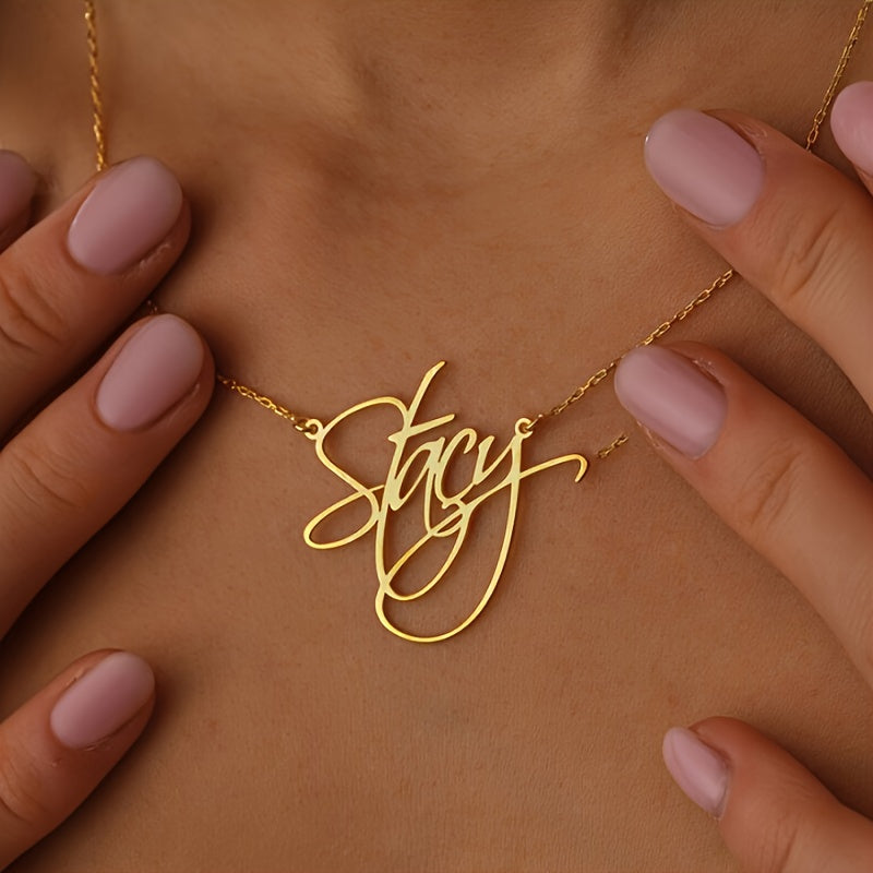 Custom Name Necklace Gold Pleated