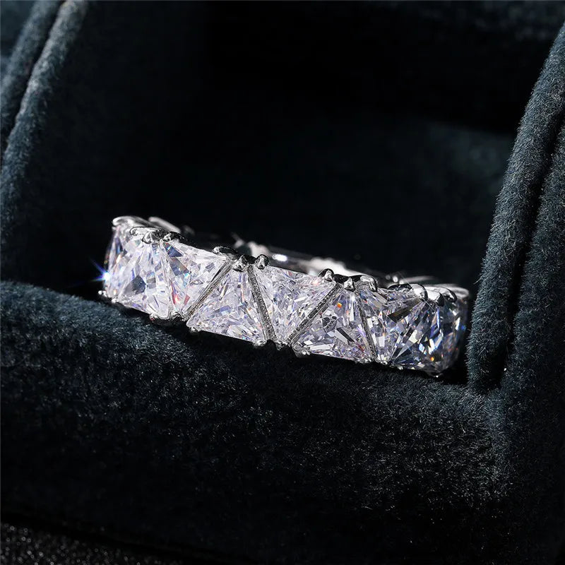 Oveep Luxury Triangle Cubic Zirconia Wedding Promise Rings