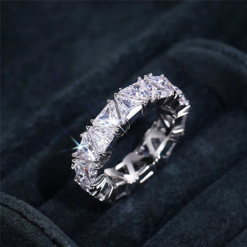 Oveep Luxury Triangle Cubic Zirconia Wedding Promise Rings