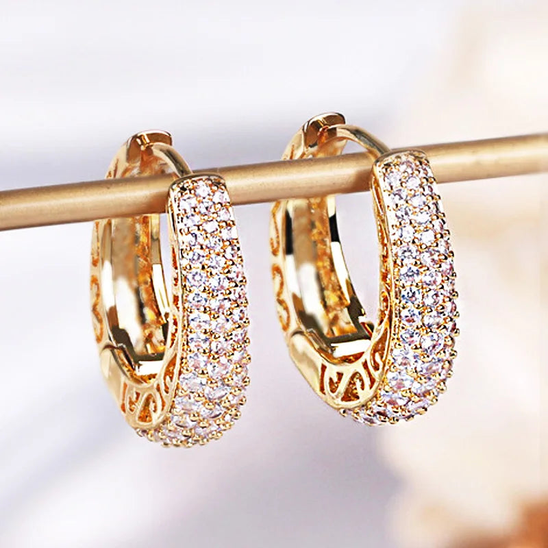 Oveep Luxury Paved CZ Hoop Earrings