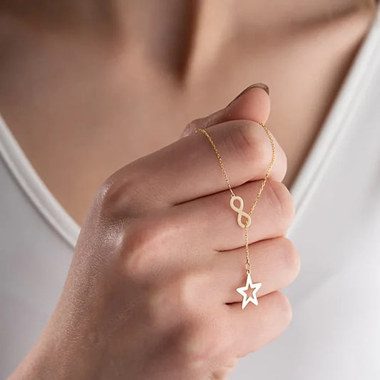 Oveep Gold Hollow Star Pendant Necklace for Women.