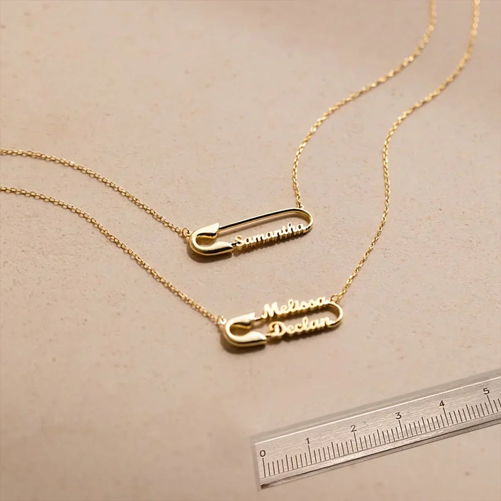 Custom Name Paper Clip Pendant Gold Choker