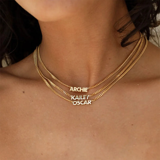 Custom Gold Name Necklace with Curb Chain