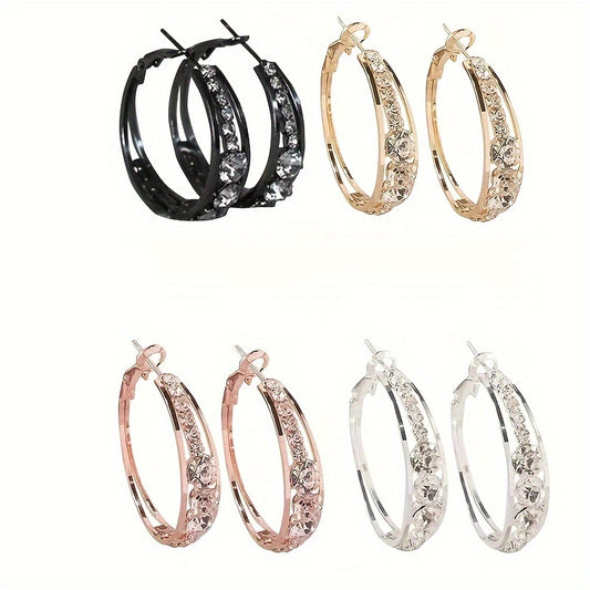 Rhinestone Circle Earrings Set